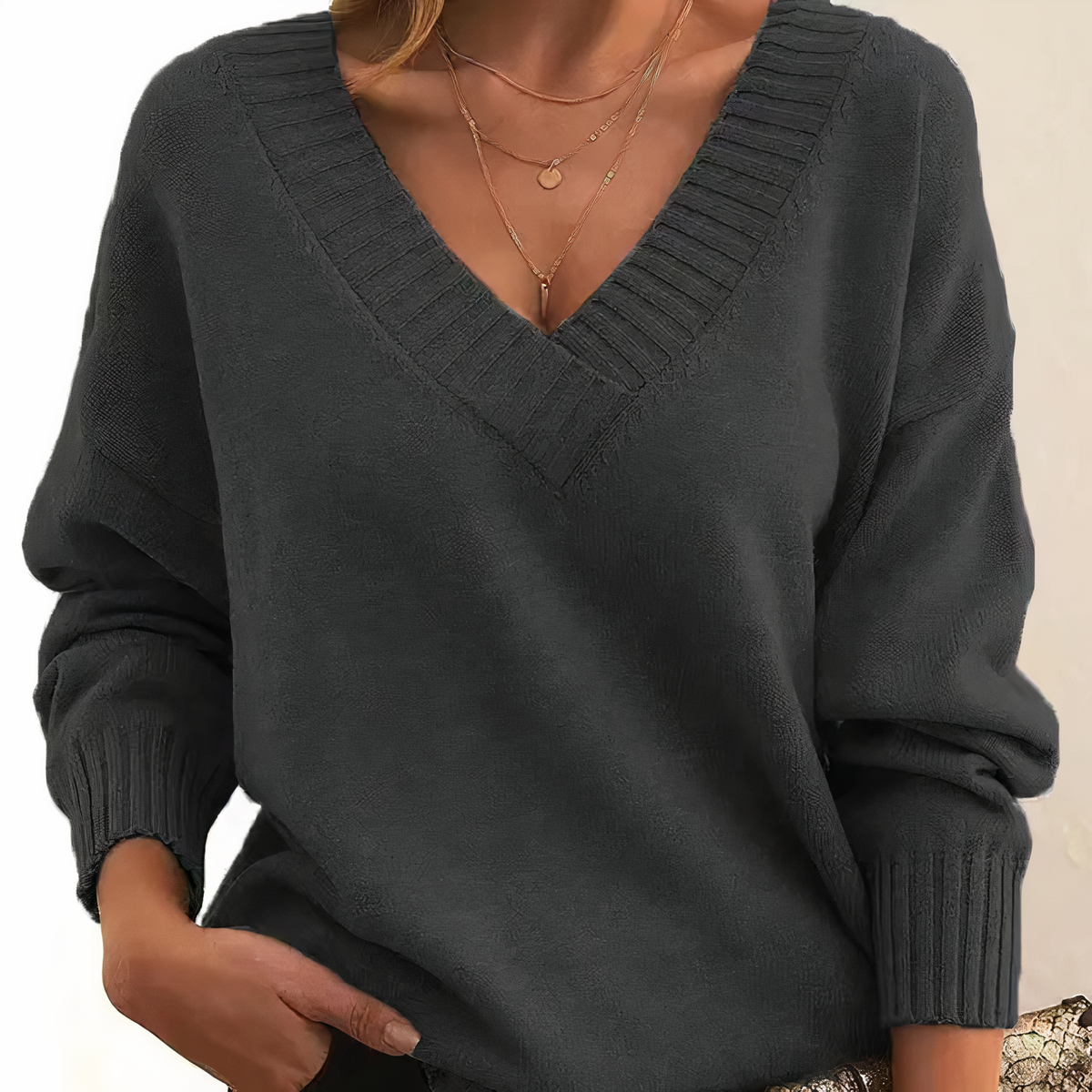 Herbst - Eleganter und bequemer Pullover mit V-Ausschnitt