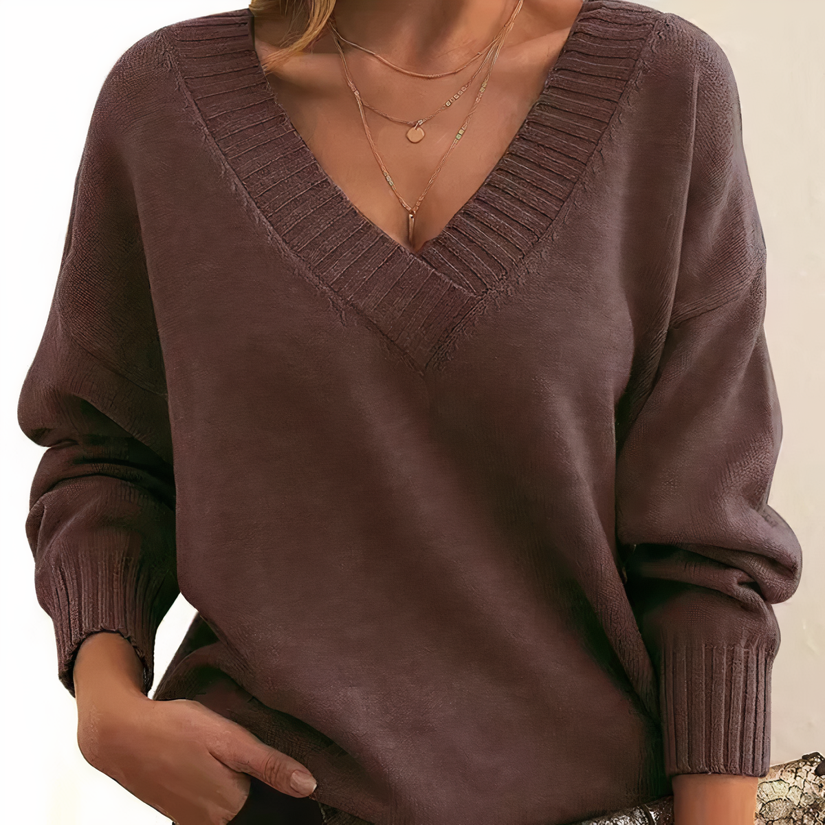 Herbst - Eleganter und bequemer Pullover mit V-Ausschnitt