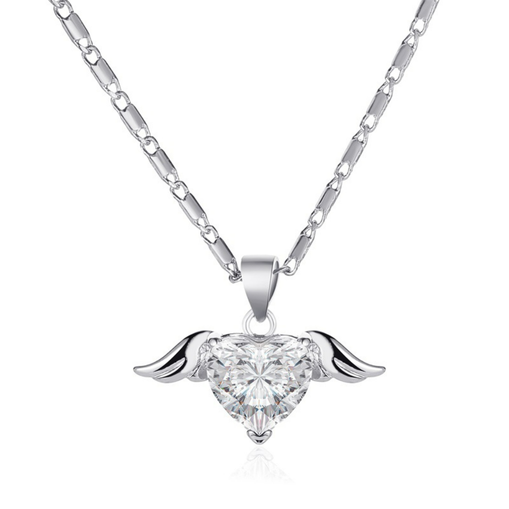 Halskette Flügel der Liebe - Kette mit Herz und Flügeln