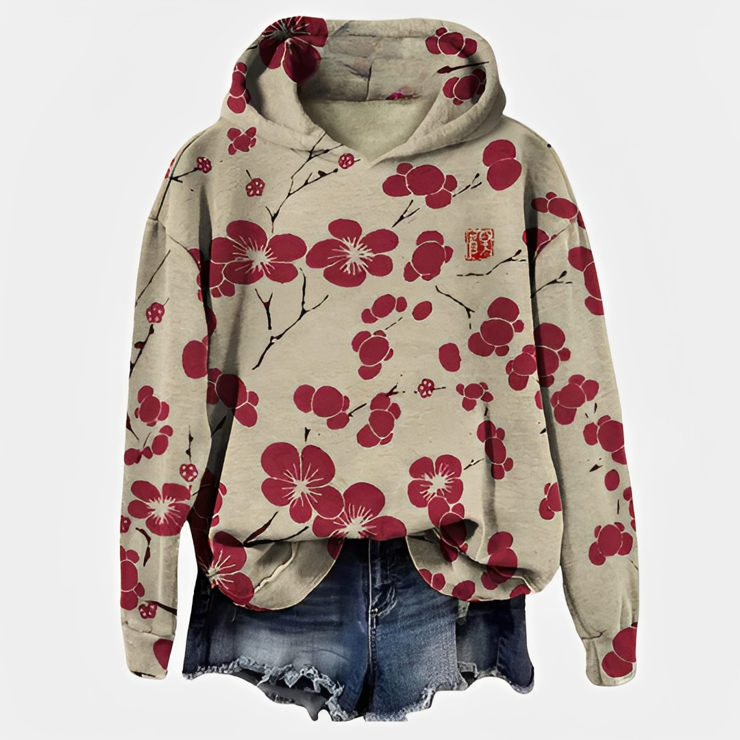 Emelyn - Ein Pullover mit Kapuze und Blumenmuster für Damen