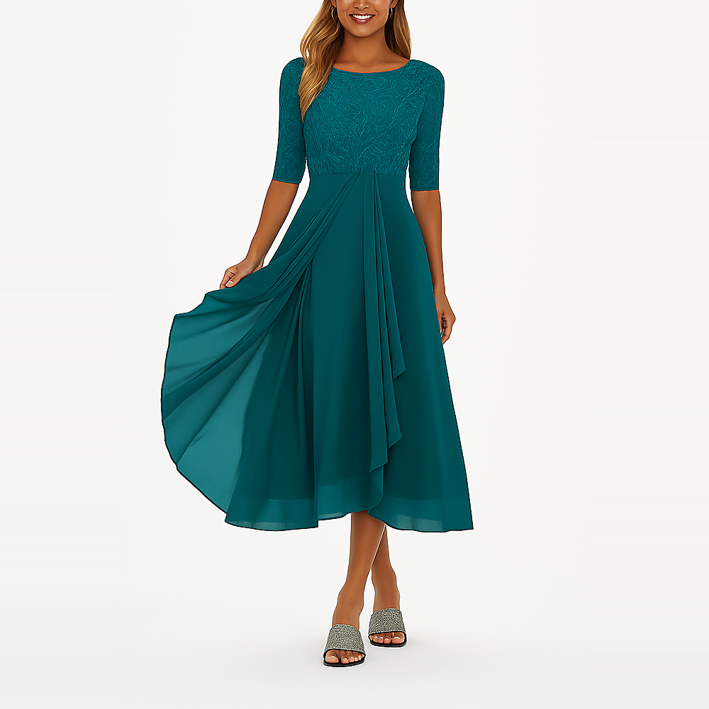 Ximena - Elegantes Damen Kleid Spitzen bis zum Knie