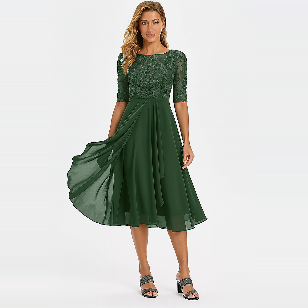 Ximena - Elegantes Damen Kleid Spitzen bis zum Knie