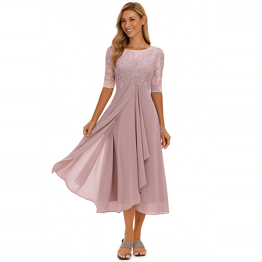 Ximena - Elegantes Damen Kleid Spitzen bis zum Knie