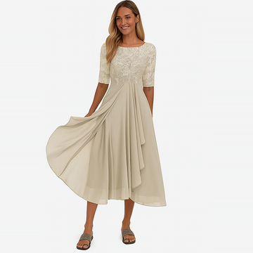 Ximena - Elegantes Damen Kleid Spitzen bis zum Knie