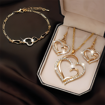 Celia – Romantisches Set aus Halskette und Ohrringen in Gold