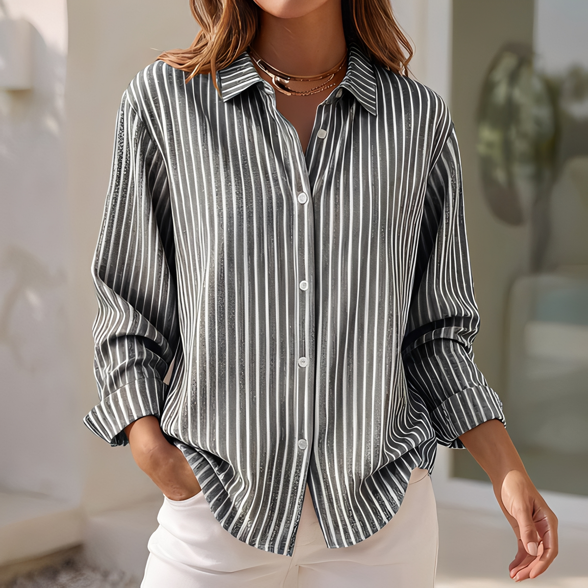 Lenna - Sommerbluse mit Streifen, locker geschnitten für Damen