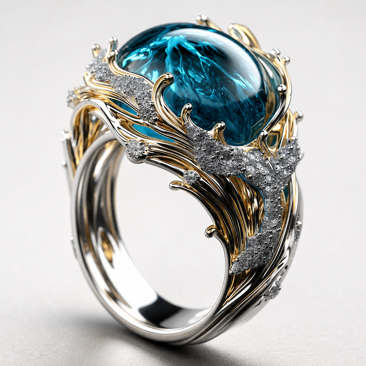 Selena – Vintage-Ring in ozeanischer Optik