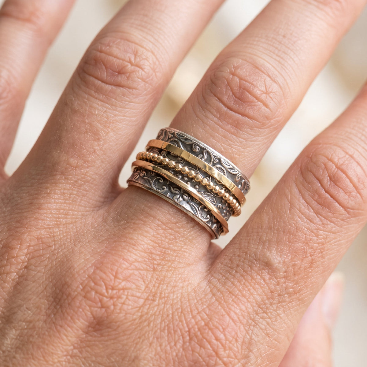 Shyla – Antiker Bicolor-Ring aus Gold und Silber