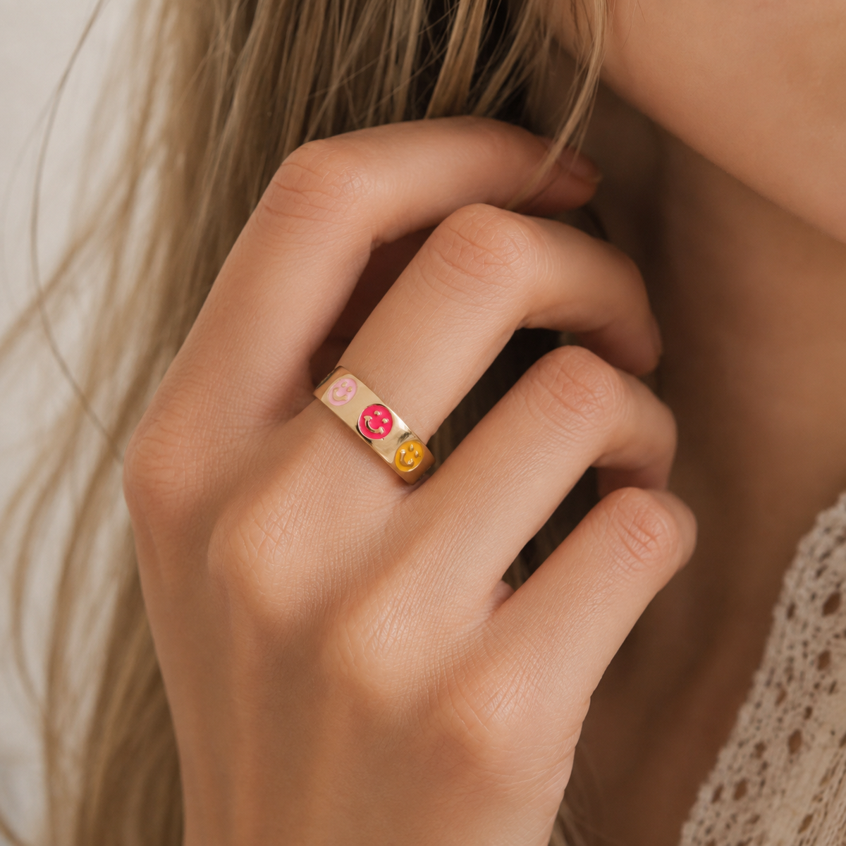 Smiley - Farbiger Smiley-Ring