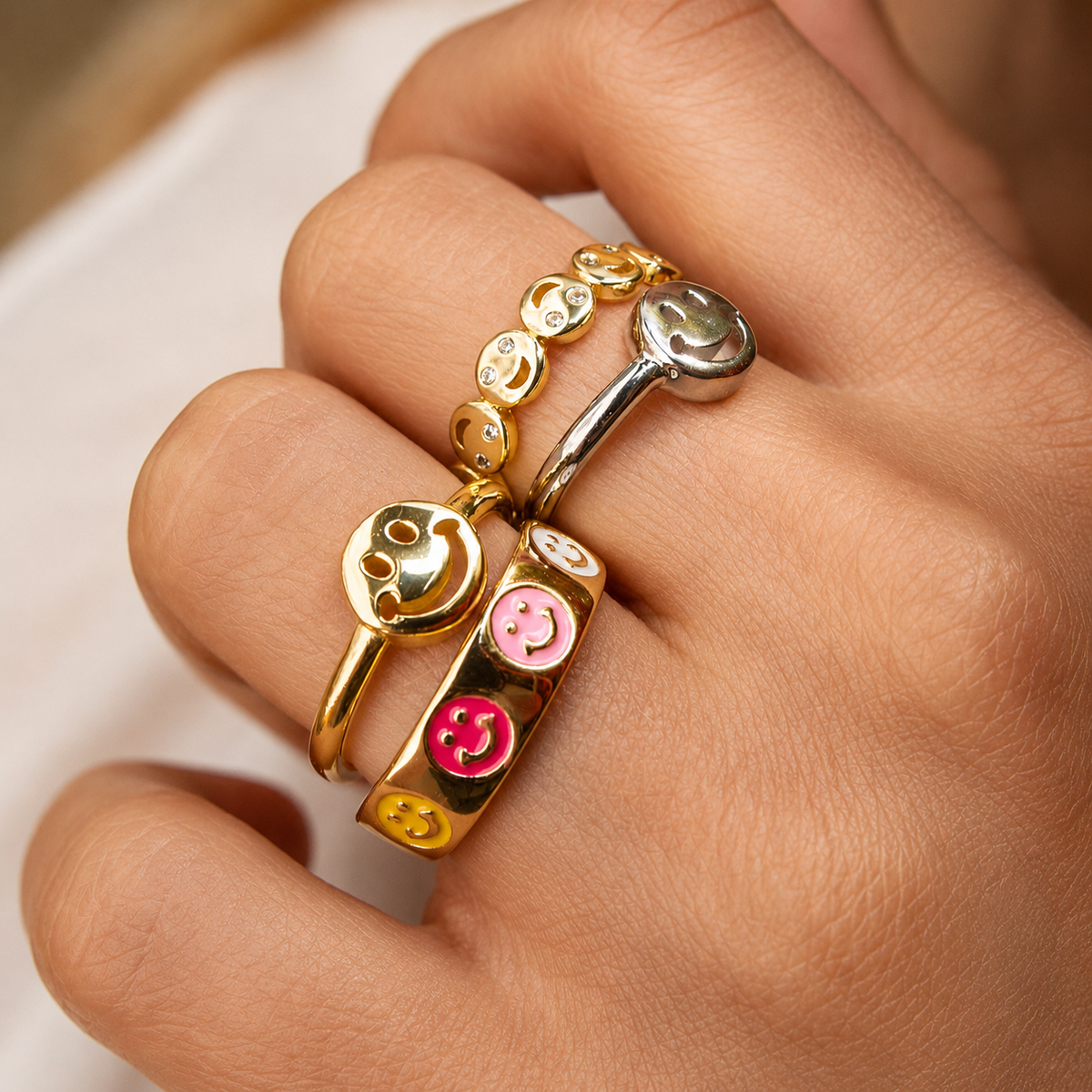 Smiley - Farbiger Smiley-Ring