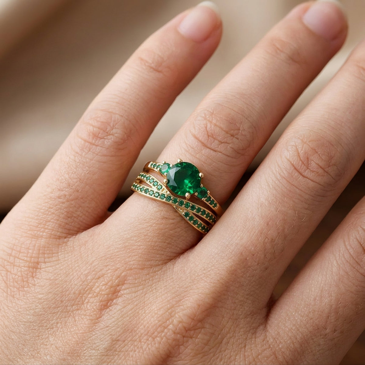 Ivy – Ring-Set mit grünen Akzenten