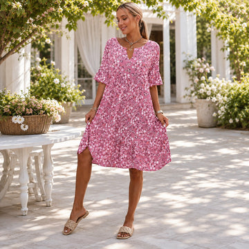 Lilian - Stilvolles Kleid mit Blumendruck und fließender Form