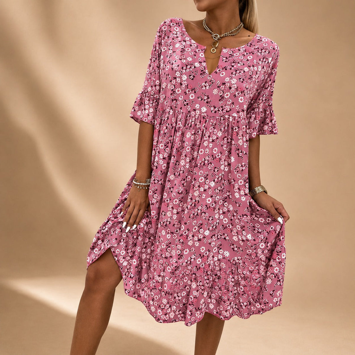 Lilian - Stilvolles Kleid mit Blumendruck und fließender Form