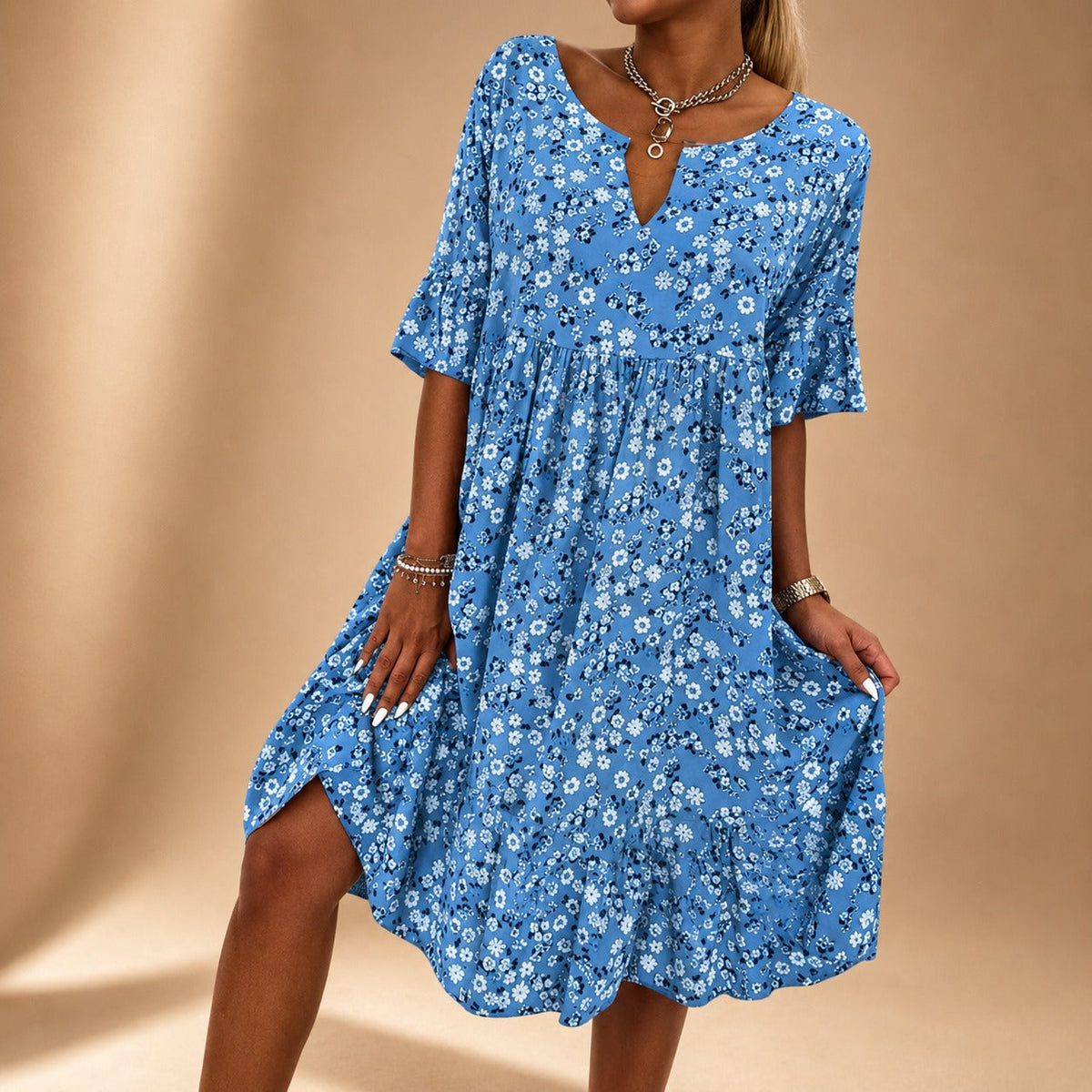 Lilian - Stilvolles Kleid mit Blumendruck und fließender Form