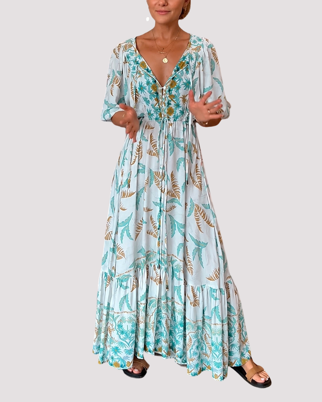 Ashley - Langes Maxikleid mit floralem Design