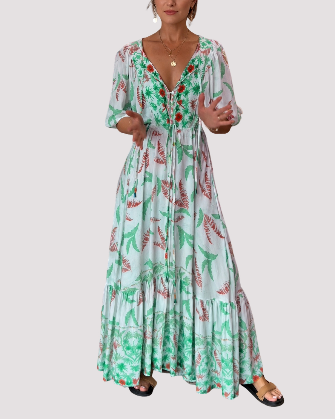 Ashley - Langes Maxikleid mit floralem Design