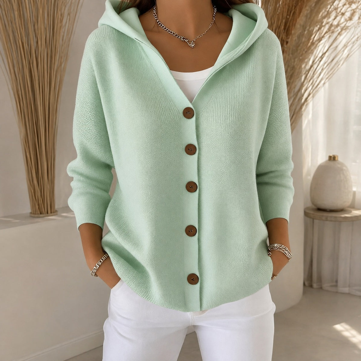 Ryanne - Gemütliche Langarmjacke mit Kapuze für Damen