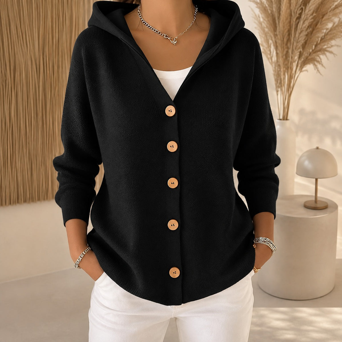 Ryanne - Gemütliche Langarmjacke mit Kapuze für Damen