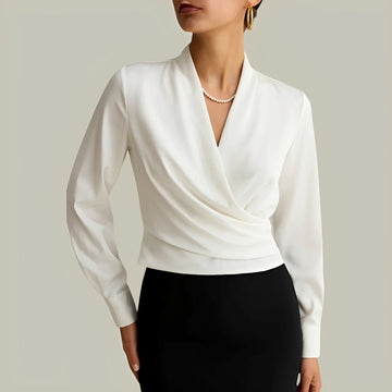 Livia - Elegante Langarmbluse im Wickelstil