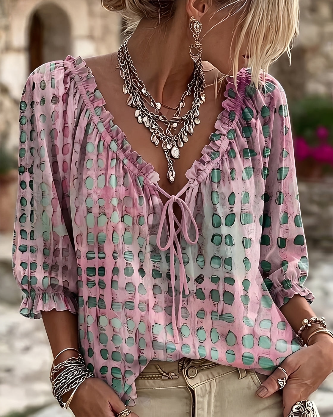 Candice - Modische Bluse mit Punktemuster