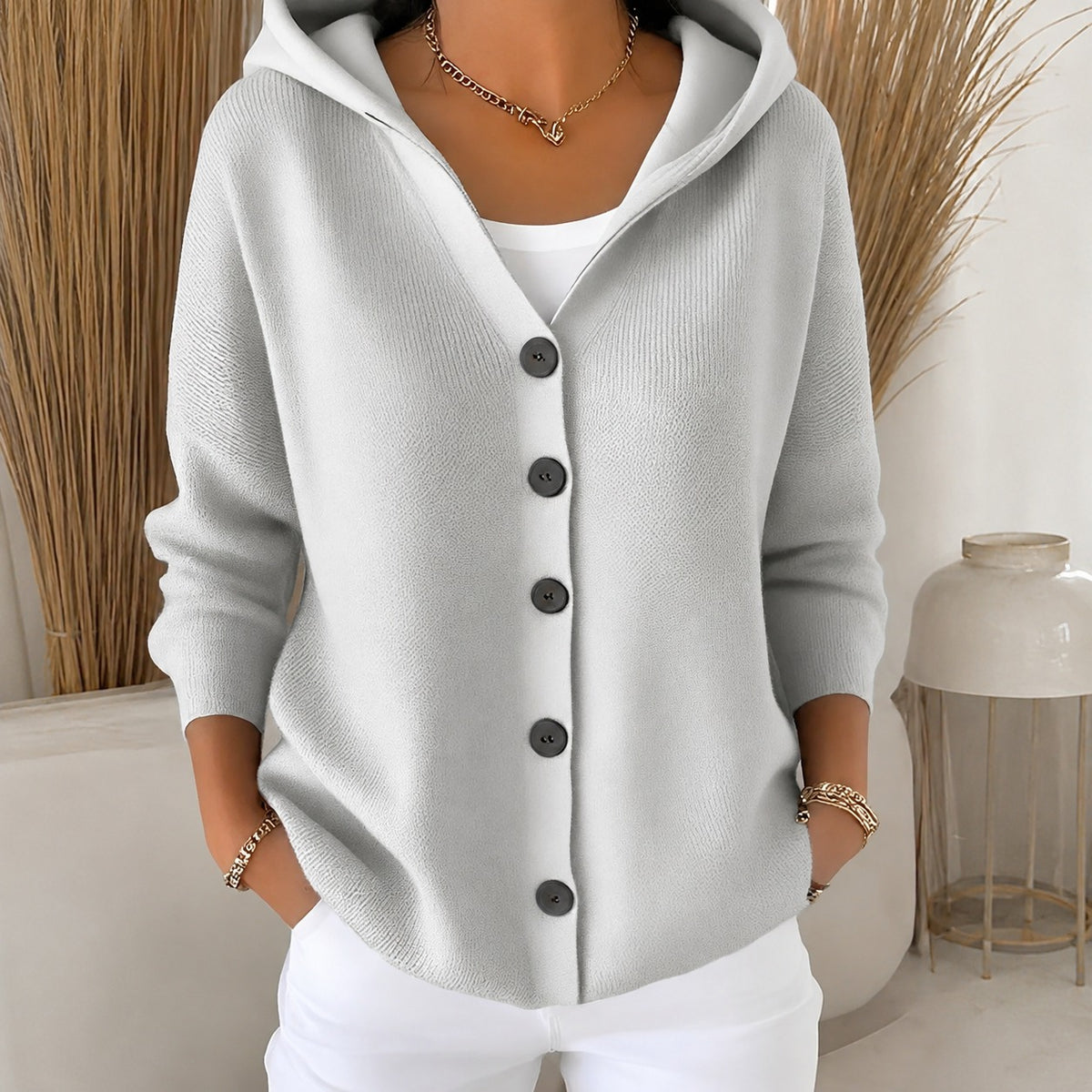 Ryanne - Gemütliche Langarmjacke mit Kapuze für Damen