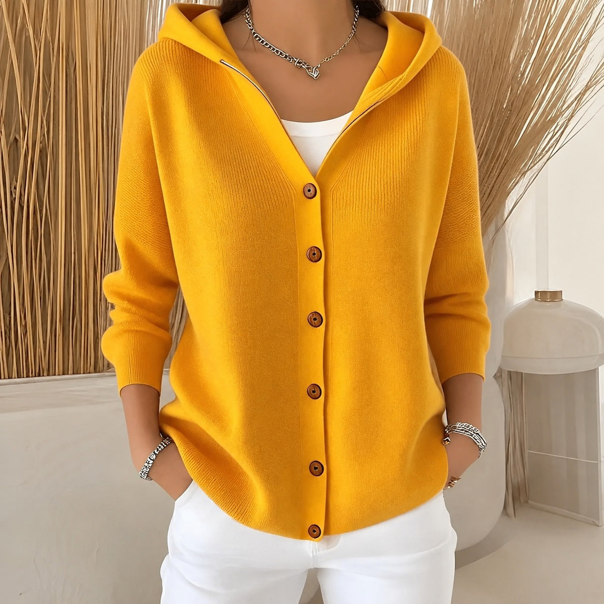 Ryanne - Gemütliche Langarmjacke mit Kapuze für Damen