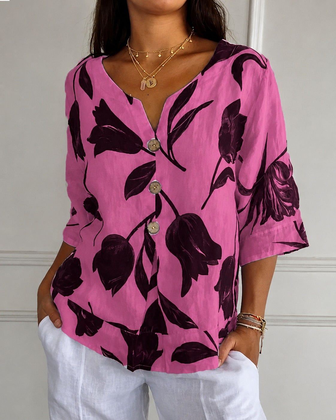 Chiara - Elegante Blumenschluppenbluse