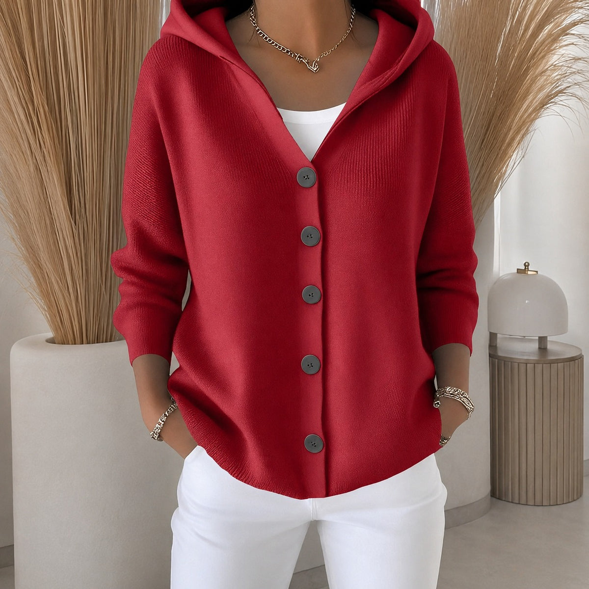 Ryanne - Gemütliche Langarmjacke mit Kapuze für Damen