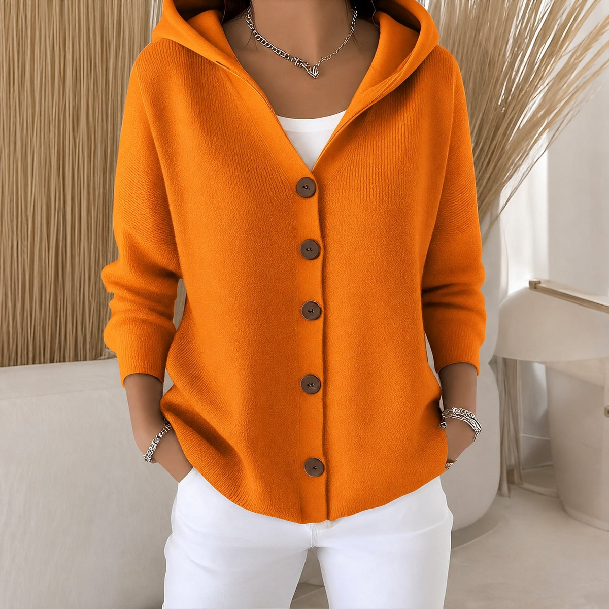 Ryanne - Gemütliche Langarmjacke mit Kapuze für Damen