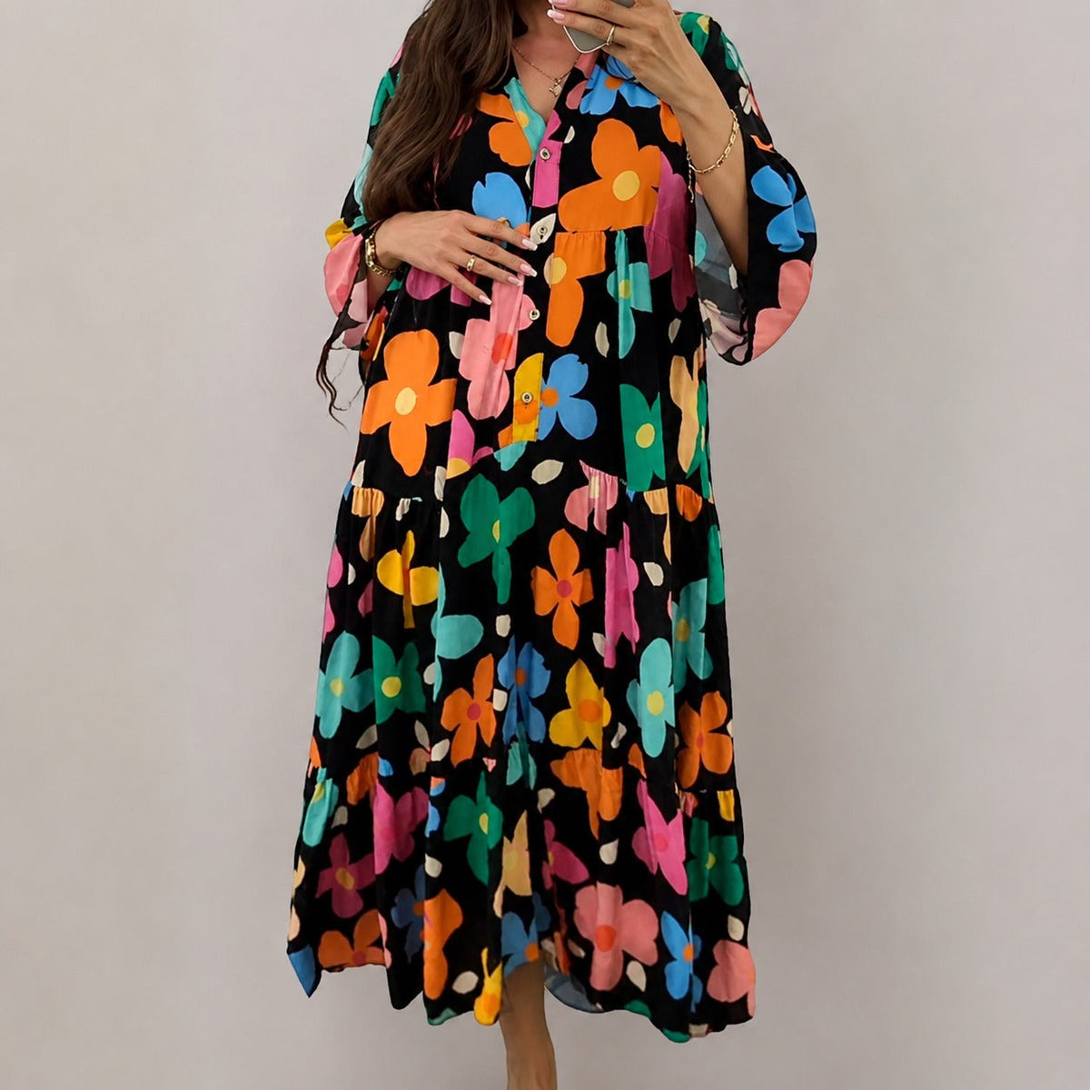 Alana - Bequemes farbenfrohes Kleid mit lockerem Schnitt