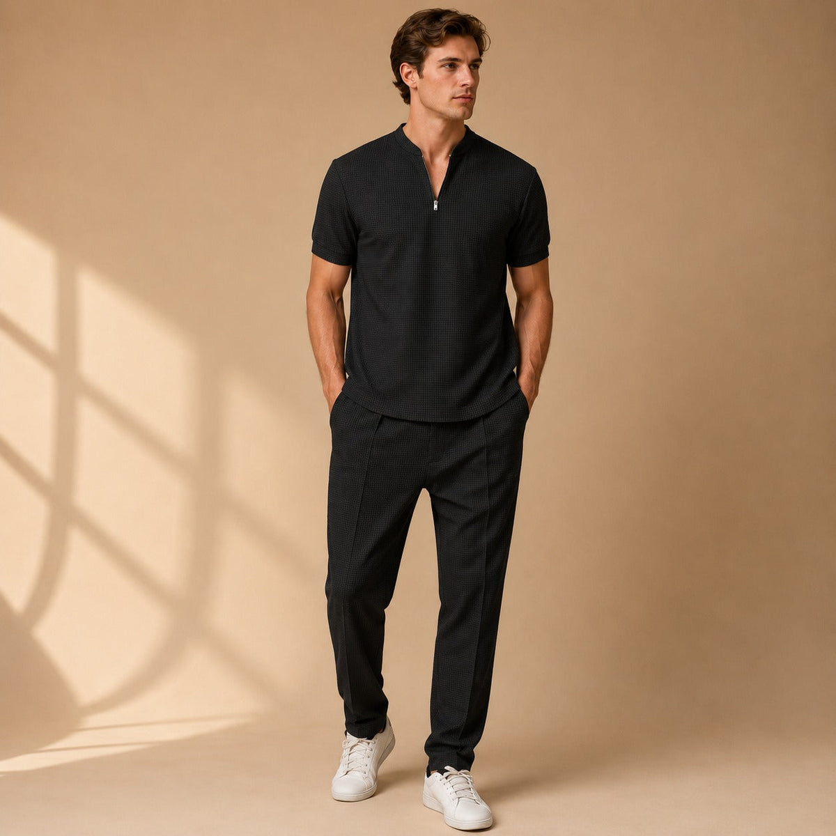 Howard - Zweiteiliges Set im minimalistischen Look mit Waffelstruktur