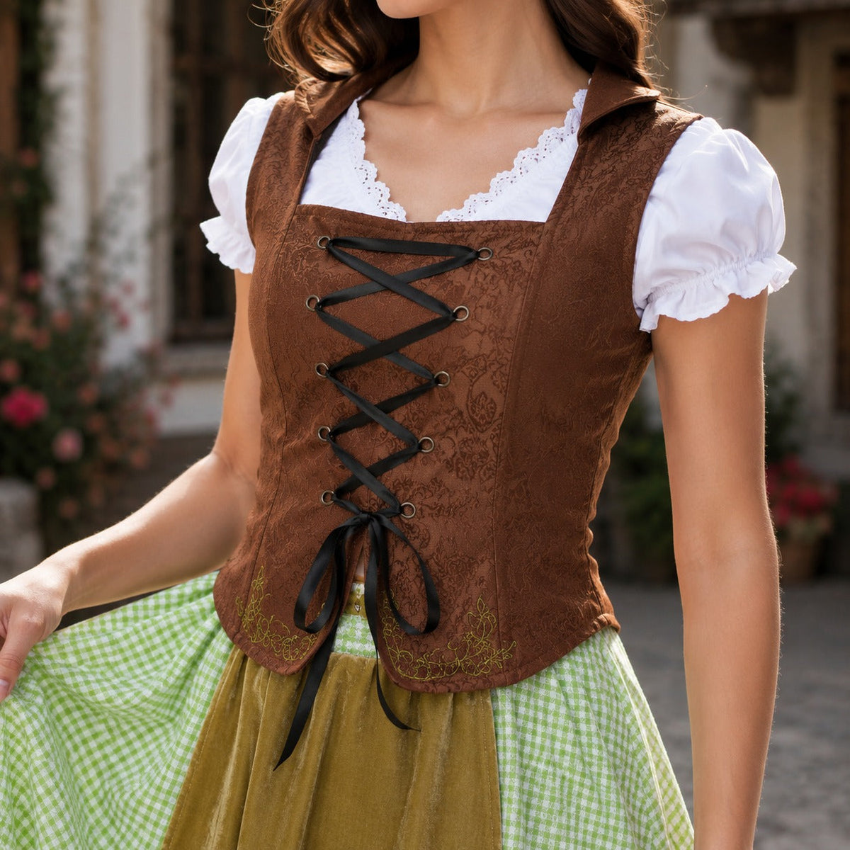 Massey - Bequemes festliches Midikleid für das Oktoberfest (Futter nicht enthalten)
