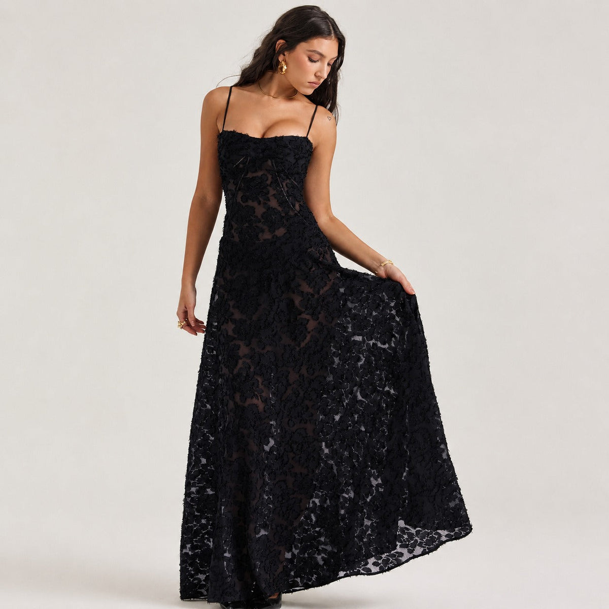 Jazmine - Elegantes, figurbetontes Maxikleid