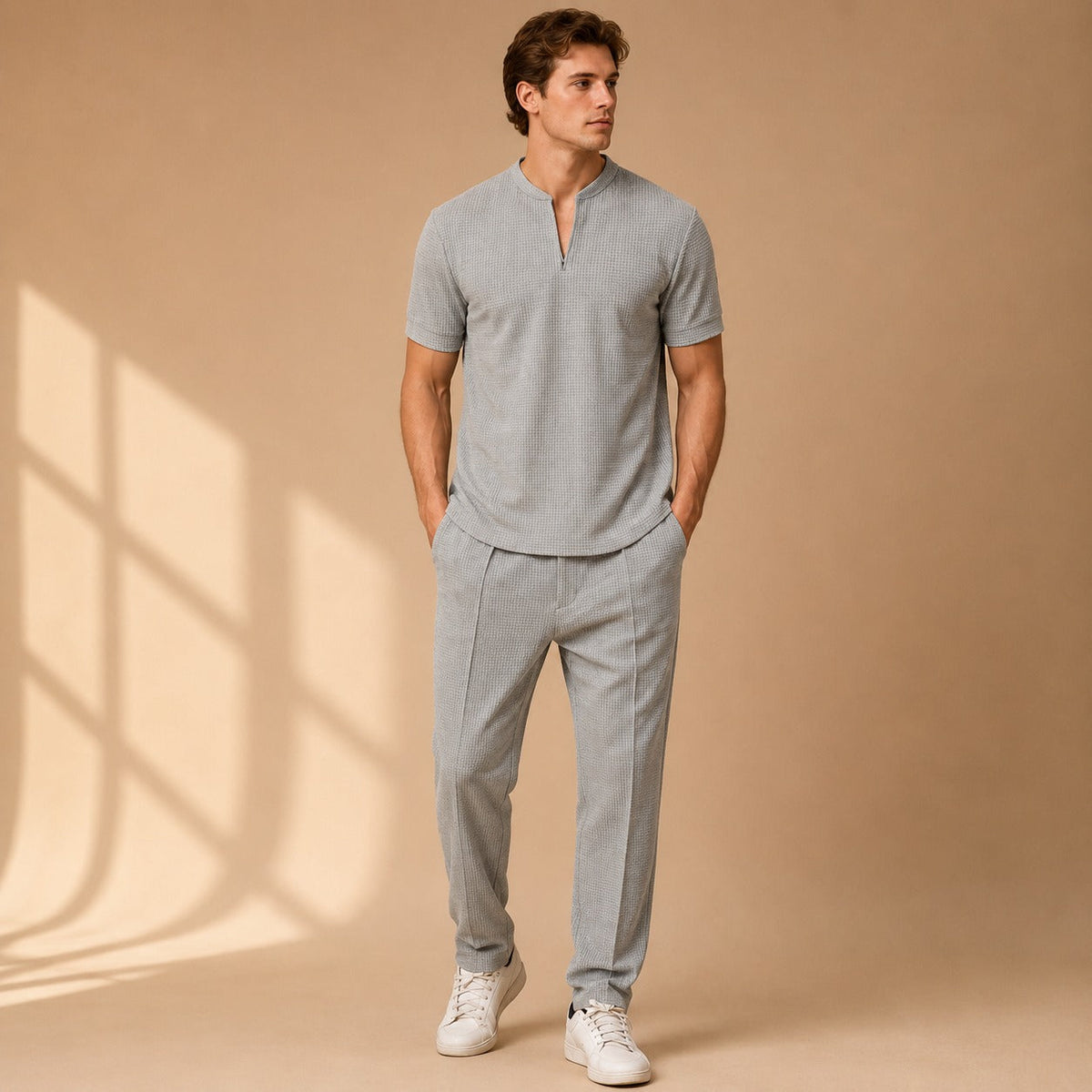 Howard - Zweiteiliges Set im minimalistischen Look mit Waffelstruktur