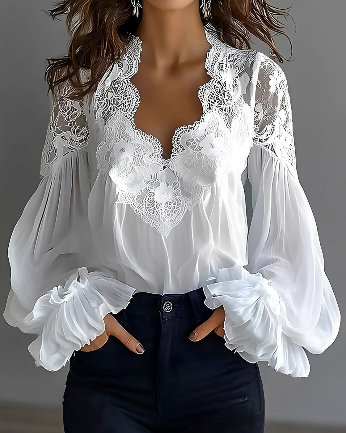 Kim - Modische Bluse mit V-Ausschnitt