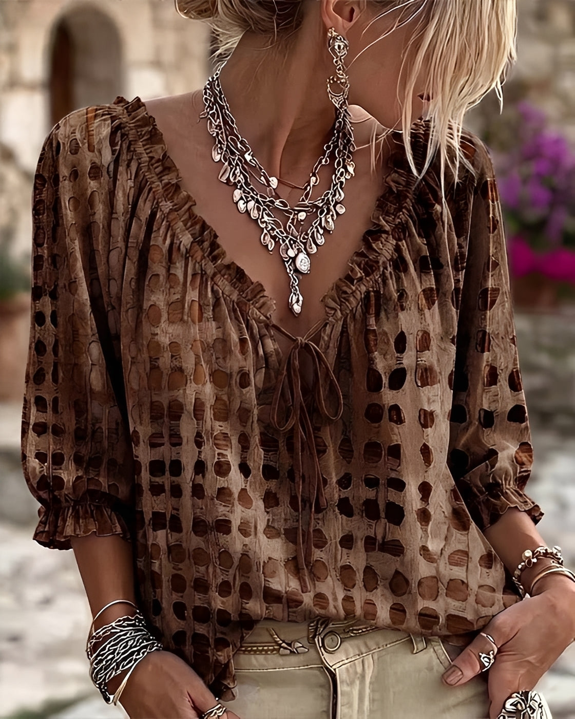 Candice - Modische Bluse mit Punktemuster