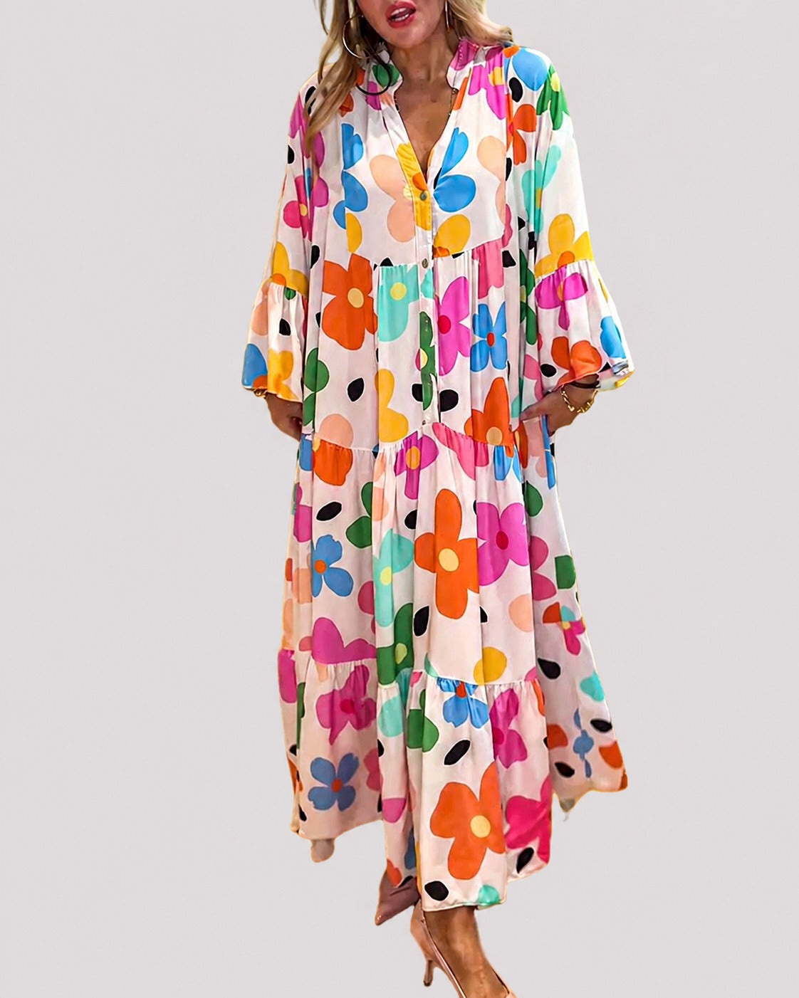 Alana - Bequemes farbenfrohes Kleid mit lockerem Schnitt