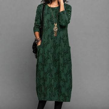 Alisha - Bedrucktes Midi-Kleid mit langen Ärmeln