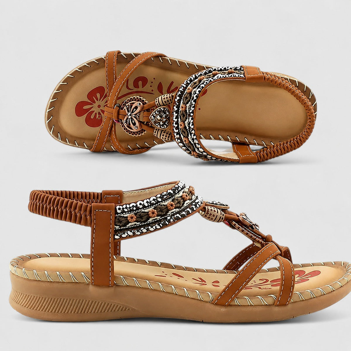 Eleanor - Stilvolle flache Sandalen mit glanzvollen Details