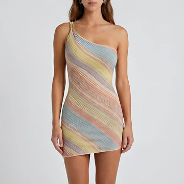 Kameron - Buntes Minikleid mit One-Shoulder-Träger