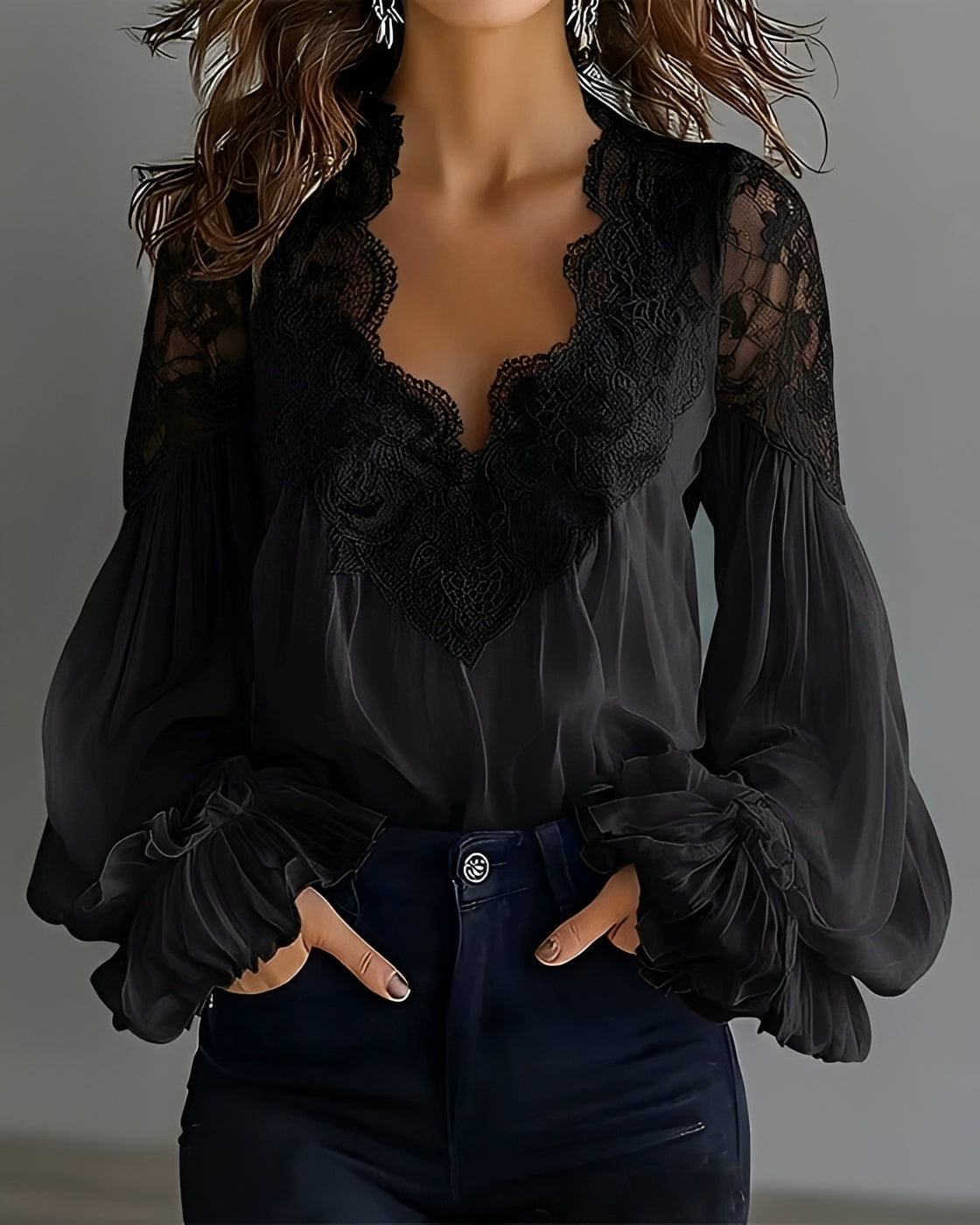 Kim - Modische Bluse mit V-Ausschnitt