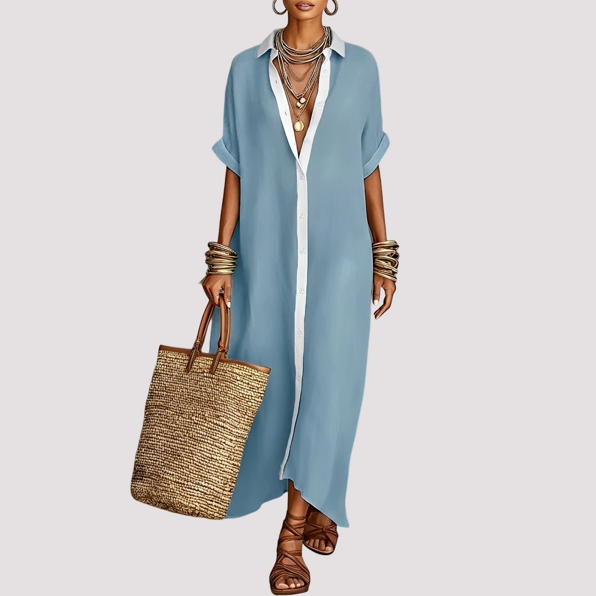 Talia - Weites Hemdblusenkleid mit Knöpfen