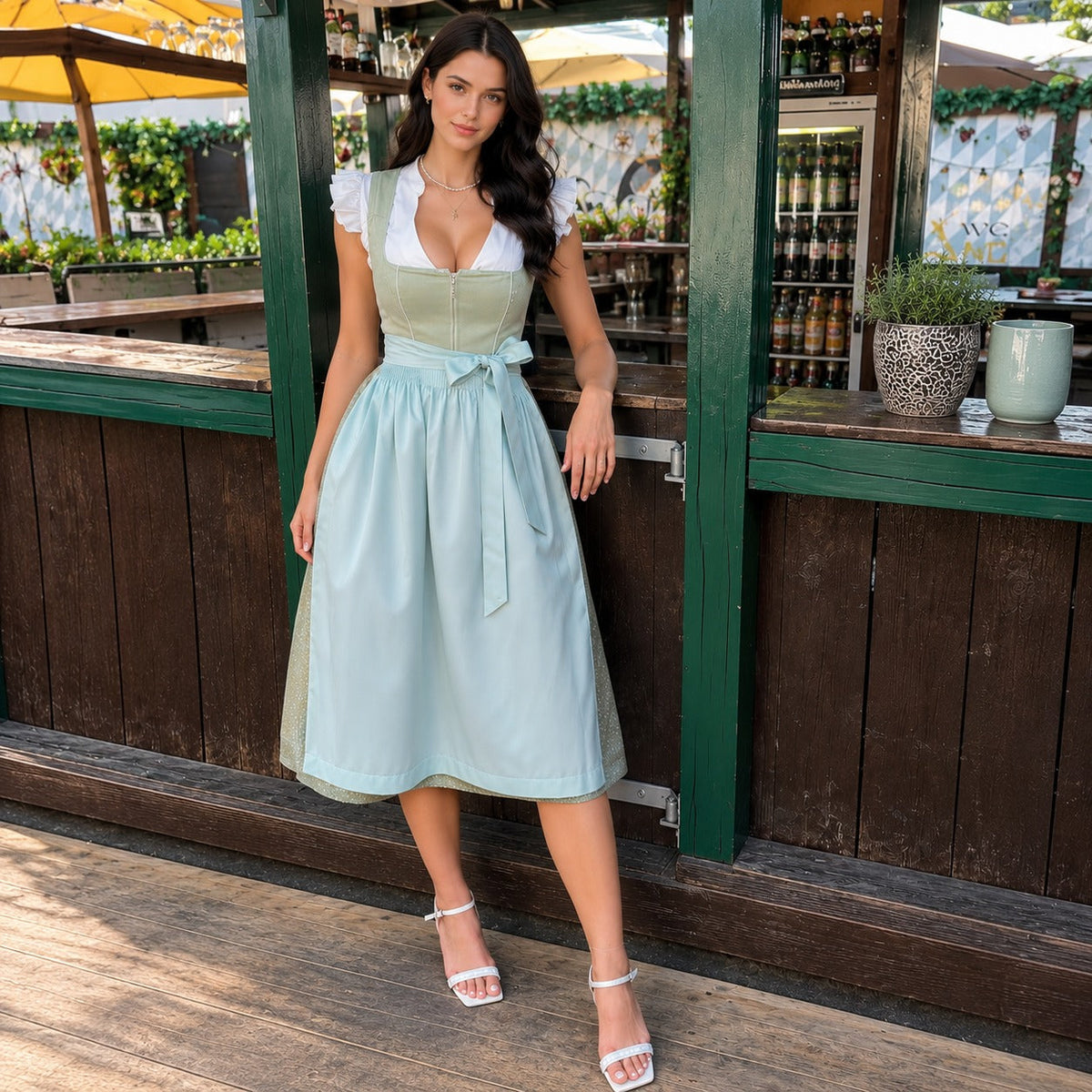 Evelyn - Luftiges Midikleid fürs Oktoberfest mit kurzen Ärmeln (Futter nicht enthalten)