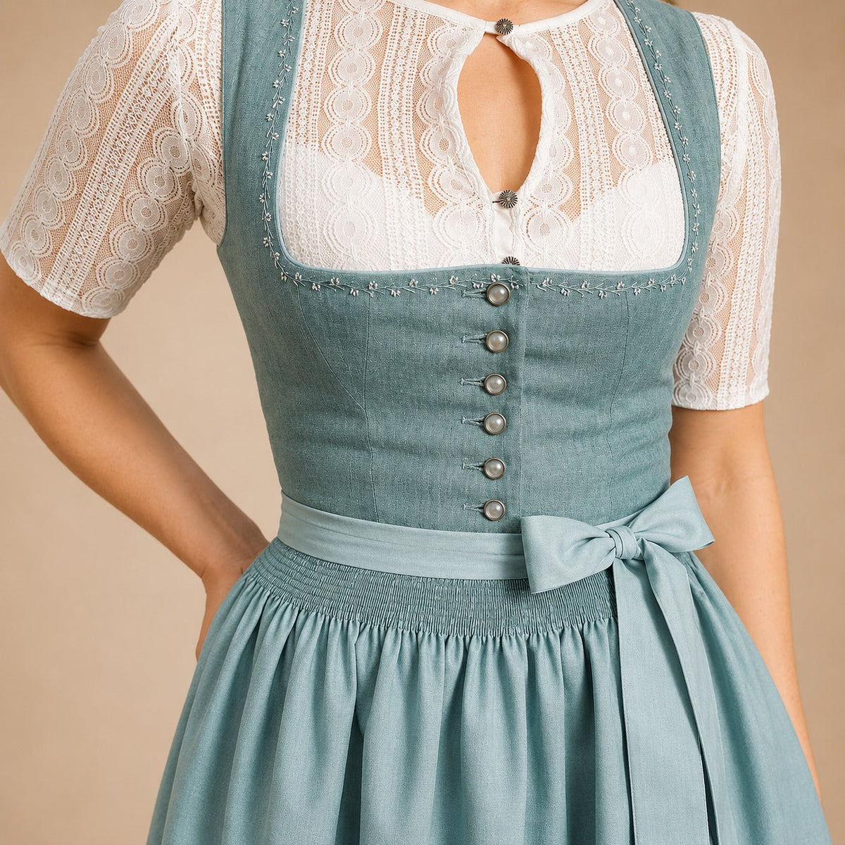 Cora - Klassisches Oktoberfestkleid mit Schleifendetail (Futter nicht enthalten)