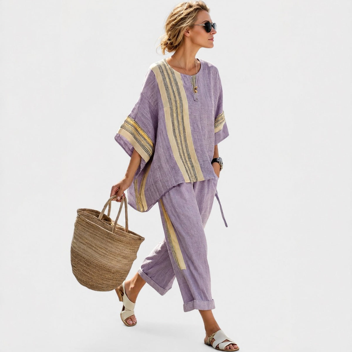 Libbie - Bequemes gestreiftes Set aus Tunika und Hose