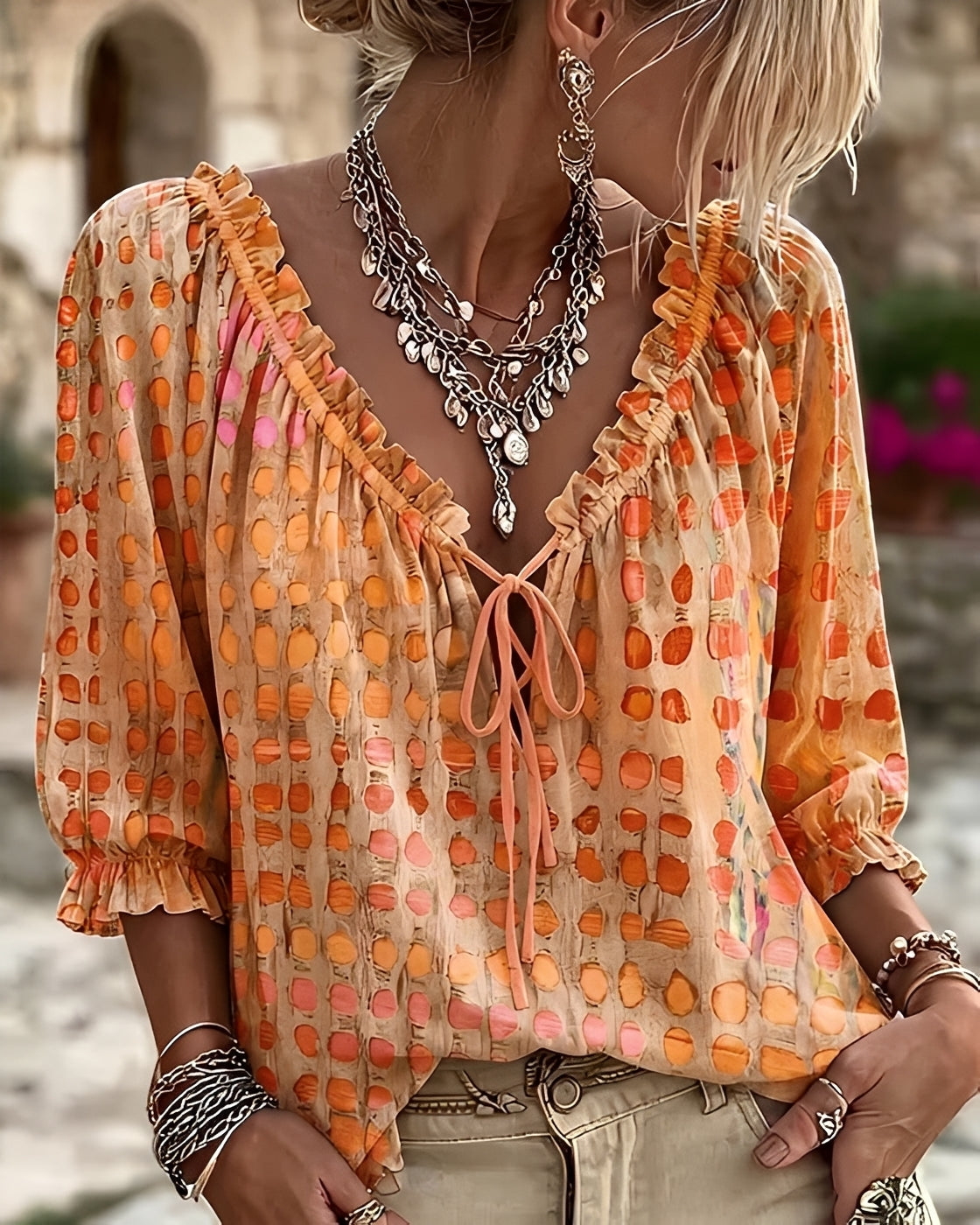 Candice - Modische Bluse mit Punktemuster