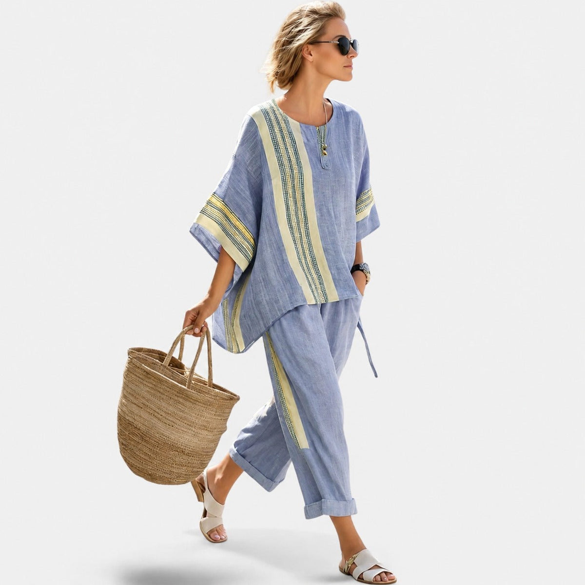 Libbie - Bequemes gestreiftes Set aus Tunika und Hose