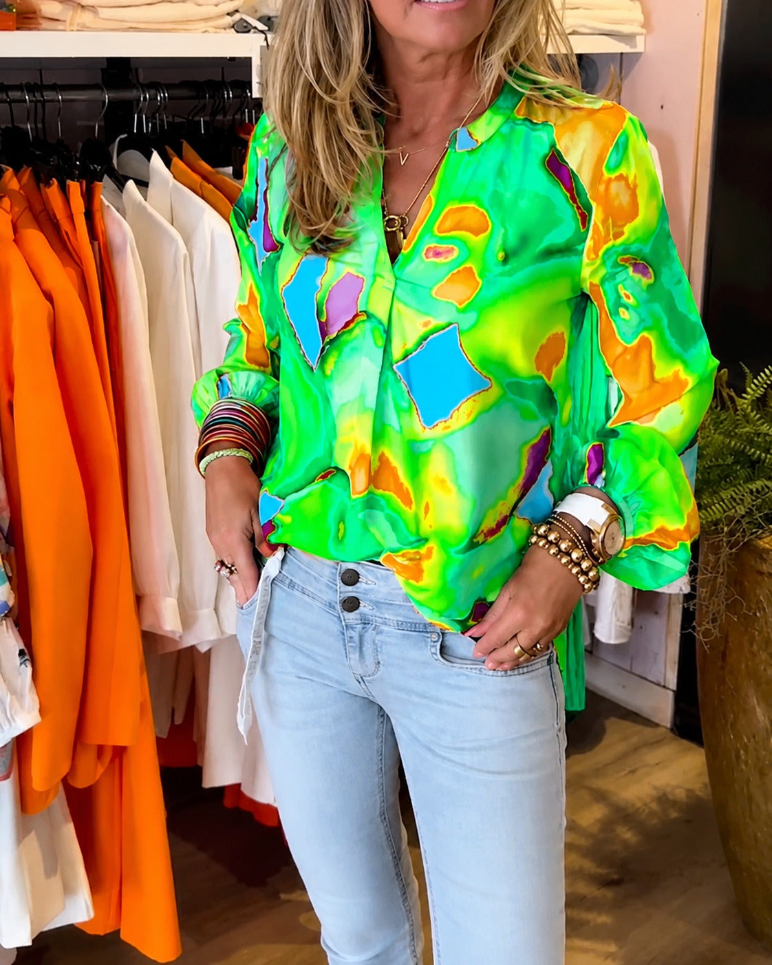 Daisie - Farbige Bluse mit langen Ärmeln