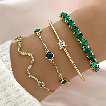 Camille – Stilvolles Armbandset mit grünen Steinen