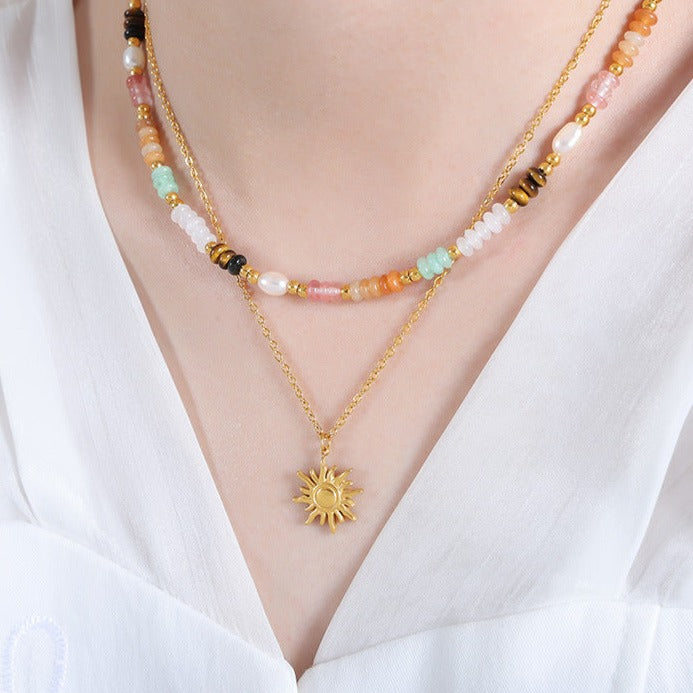 Eliora - Halskette mit Sonnenmotiv in Gold